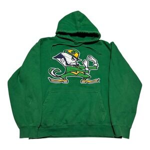 e5 Notre Dame University Fighting Irish Green Hoodie Sweatshirt Men's Small FLAW